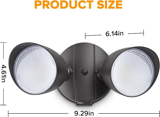 LUTEC 3500 Lumen 32 Watt 28 LED Dual-Head Floodlight Outdoor, Full Metal Design - Image 5