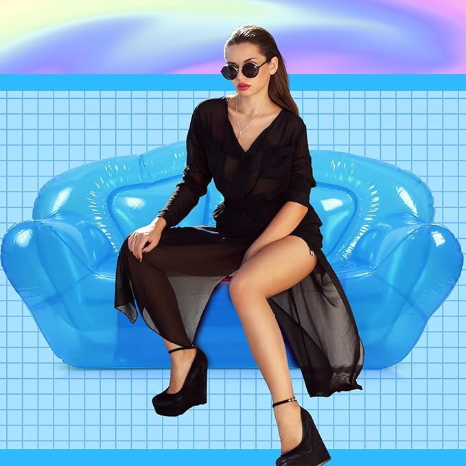 Kigley Inflatable Chair Blow Up Couches Transparent Inflatable Sofa Seat Yard - Image 6