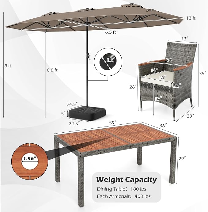 Tangkula 9 Piece Rattan Outdoor Dining Set - Image 6