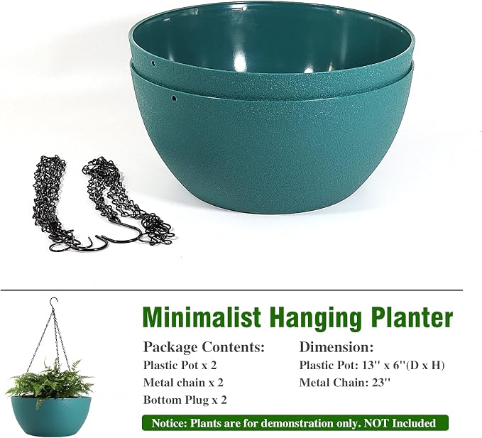 WOUSIWER 13 inch 2 Pack Large Hanging Planters - Image 4