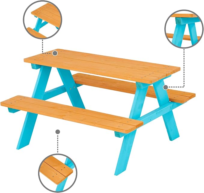Teamson Kids - Wooden Outdoor Child Children Kids Picnic Table & Chair Bench - Image 6