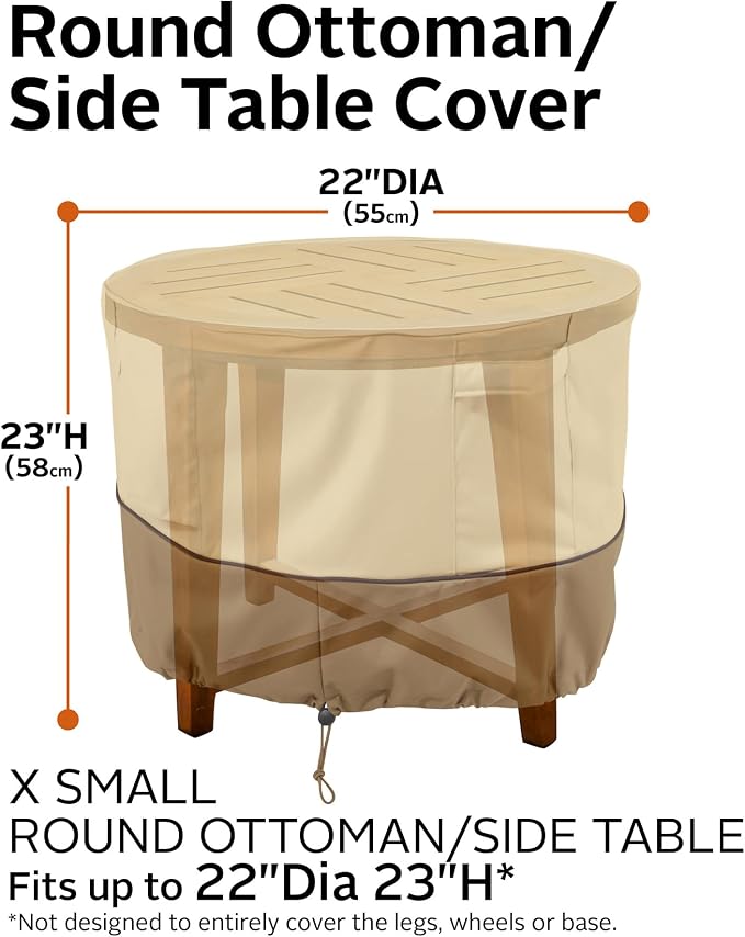 Classic Accessories Veranda Water-Resistant 22 Inch Round Patio Ottoman/Coffee - Image 3