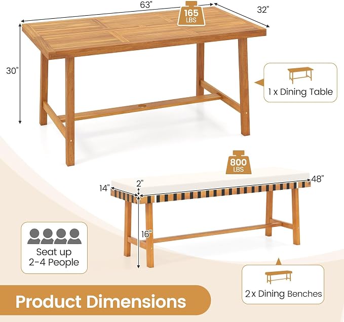 Tangkula 3 Piece Patio Dining Set - Image 9