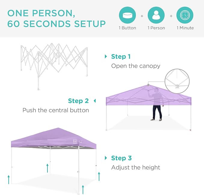 Best Choice Products 8x8ft Pop Up Canopy Tent, Outdoor Shade, 1 Person 1 Minute - Image 2