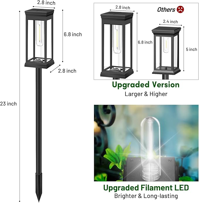 BesLowe Upgraded Solar Pathway Lights Outdoor, Super Bright Outside Lights - Image 5