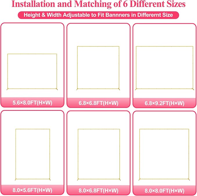 Wokceer Wedding Arch Backdrop Stand Square 8 x 8 FT Wedding Arches - Image 2