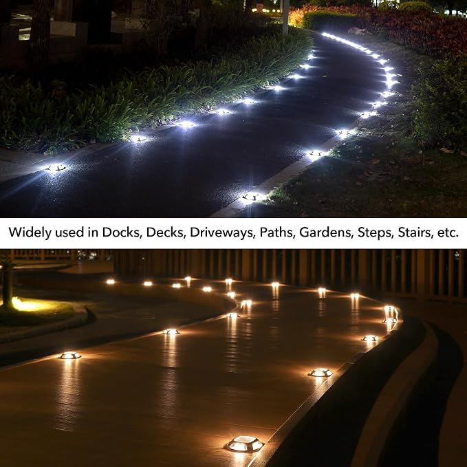 AGPTEK Solar Driveway Lights Outdoor 12 Pack, 2 Color Modes LED Deck Dock - Image 6
