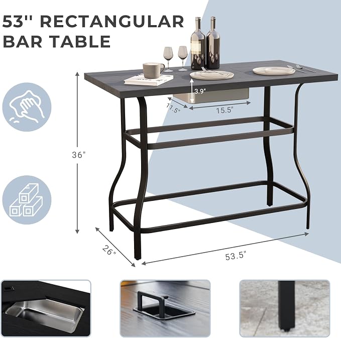 Grand patio 5-Piece Counter Height Patio Bar Set, Swivel Bar Stools and Faux - Image 4