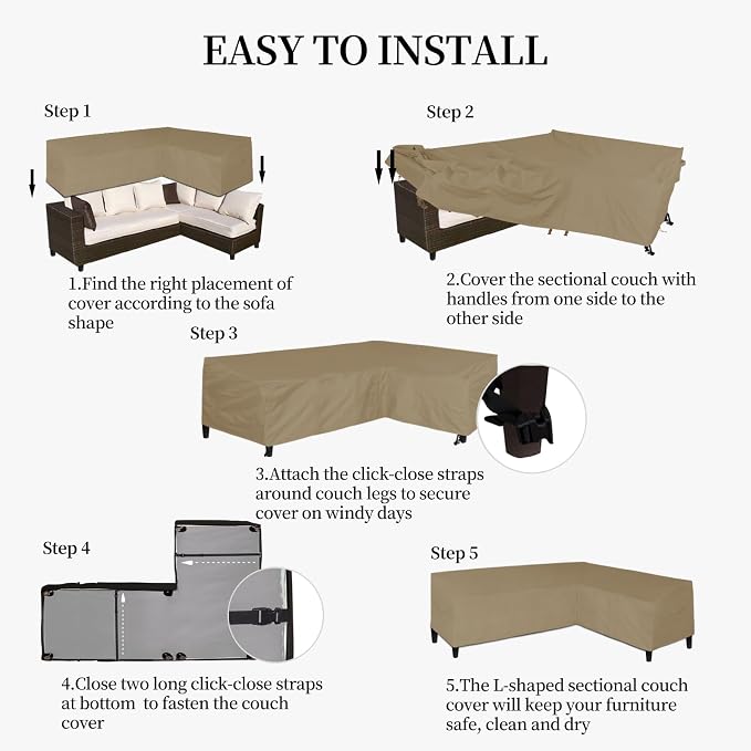 Easy-Going Patio L-Shaped Sectional Sofa Cover - Image 7