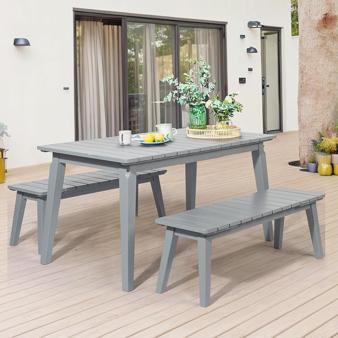 VINGLI Outdoor Dining Set with 2 Benches - Image 7