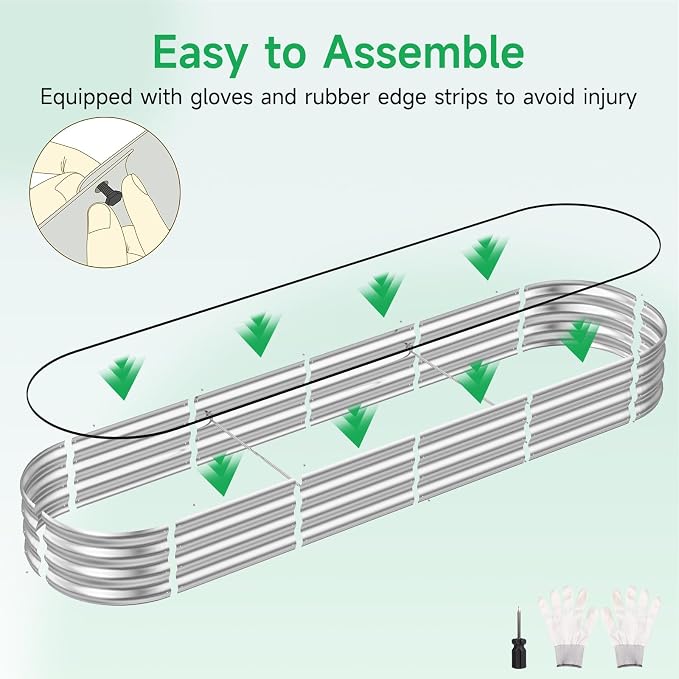 GreatBuddy Galvanized Raised Garden Bed 8×2×1ft, Easy Assembly Outdoor Metal - Image 3