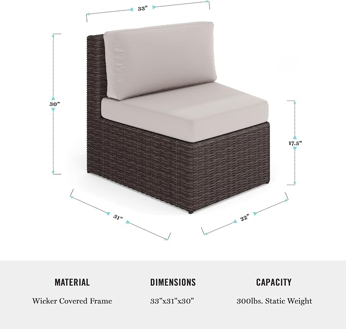 Martha Stewart Bedford Indoor-Outdoor Modular Patio Curved Sectional Sofa Seat - Image 3