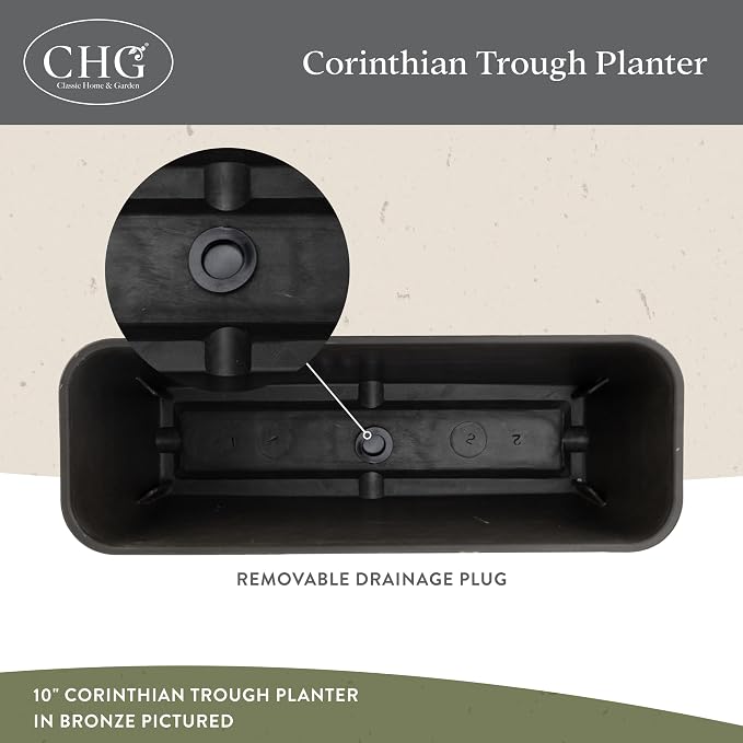 Classic Home and Garden Corinthian Trough Planter 10" Slate Blue - Image 3