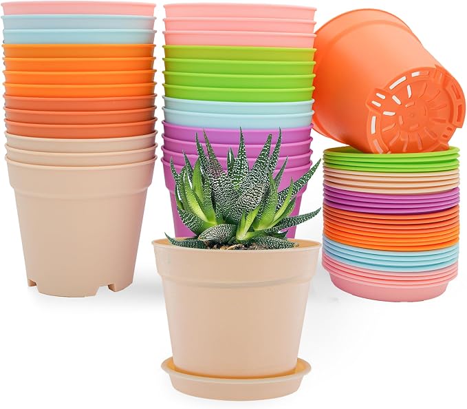 4 inch Plant Pots, 28 Pack Small Plastic Planters by SwinDuck