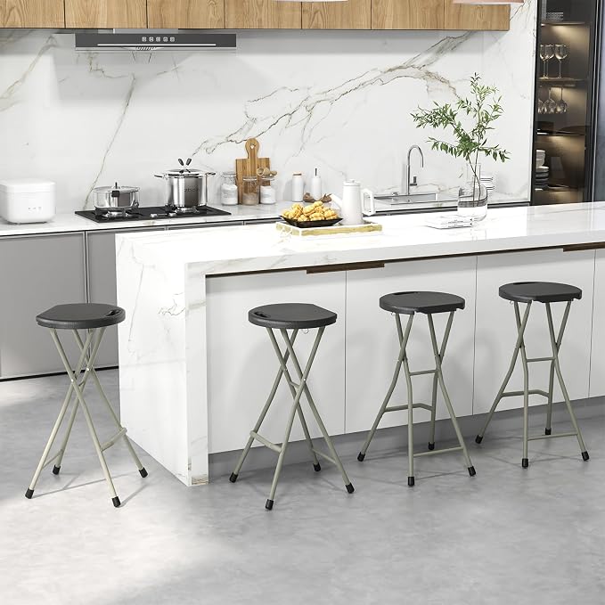 GYMAX Folding Stool, 28in Portable Collapsible Bar Stool - Image 2
