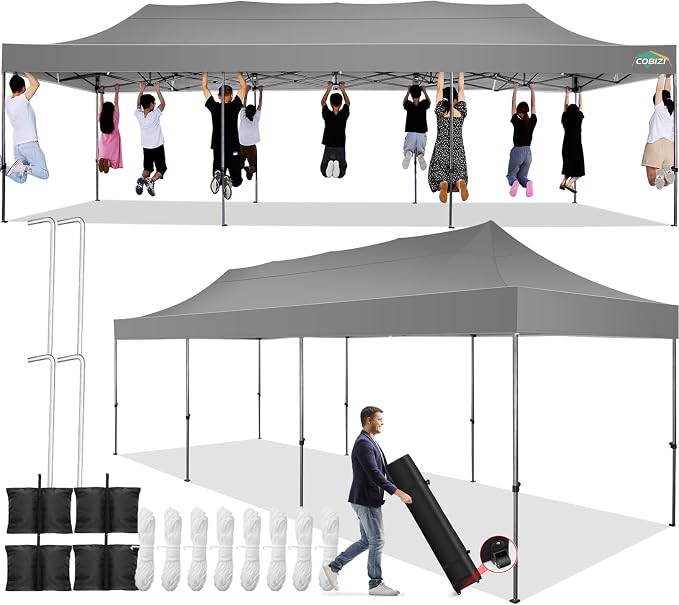 COBIZI 10x30 Pop up Canopy Tent 10x30 Canopy No Sidewall Waterproof Heavy Duty by COBIZI
