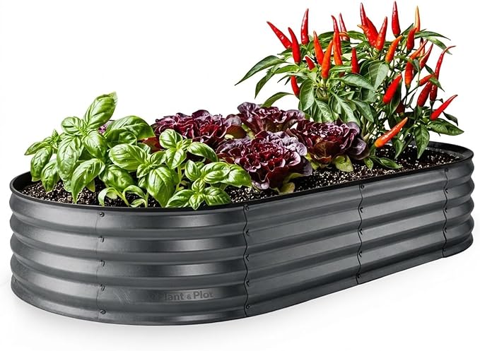 Plant & Plot Galvanized Raised Garden Beds Outdoor // 6×3×1 ft Planter Raised by PlantPlot