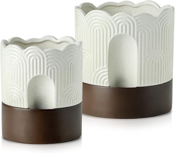 Nihow Self Watering Plant Pot Set: 6 Inch & 8 Inch Ceramic Planter by Nihow