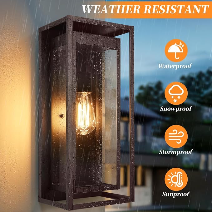 19" Bronze Outdoor Light Fixture, 2 Pack Large Size Outdoor Sconce Lights - Image 4