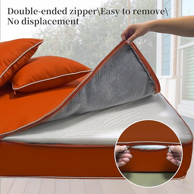 Outdoor Daybed Cushion Cover Twin, Daybed Mattress Bolster Pillow Fitted Sheet - Image 5