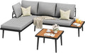 Greesum Outdoor Sectional Sofa Set L-Shaped Metal Patio Furniture by BuynowfromGreesum