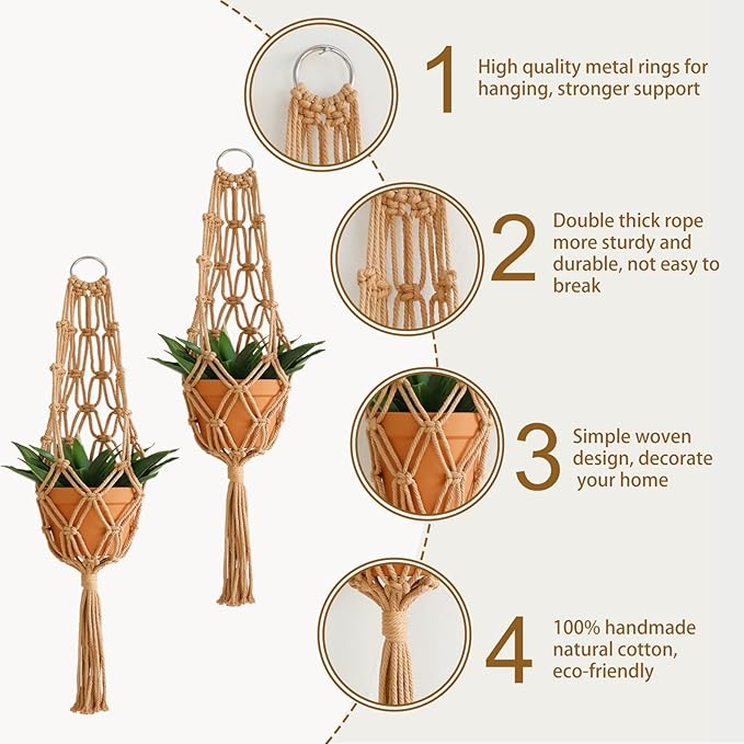 Artilady Hanging Planter for Indoor Plants Macrame Plant Hanger Large Hanging - Image 3