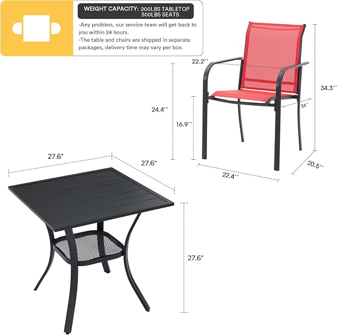 VICLLAX 3 Pieces Patio Dining Set - Image 2