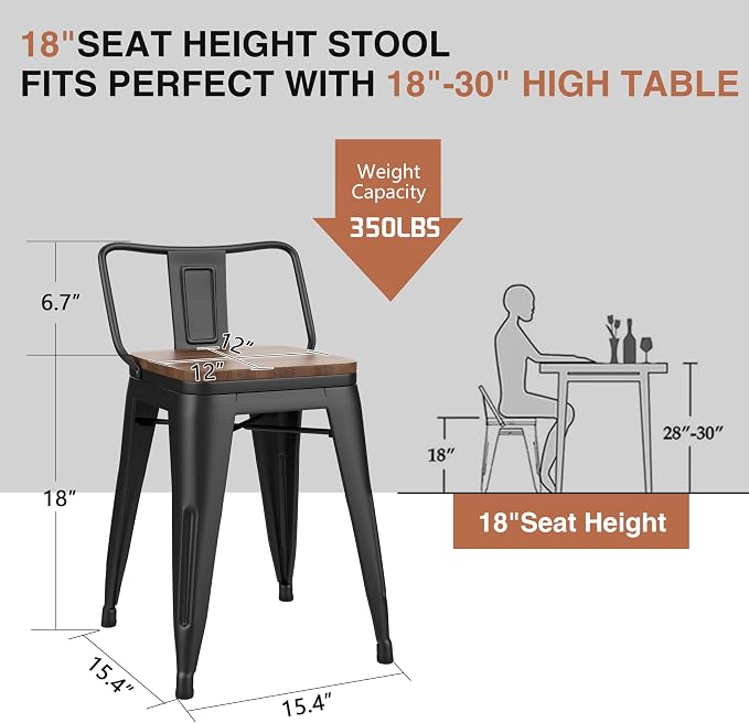 Changjie Furniture 18 Inch Metal Bar Stools Counter Stool Modern Barstools - Image 3