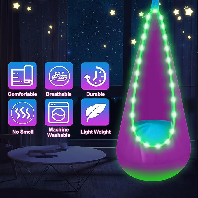 Light Up Swing Chair Hammock Chair Indoor Outdoor - Image 3