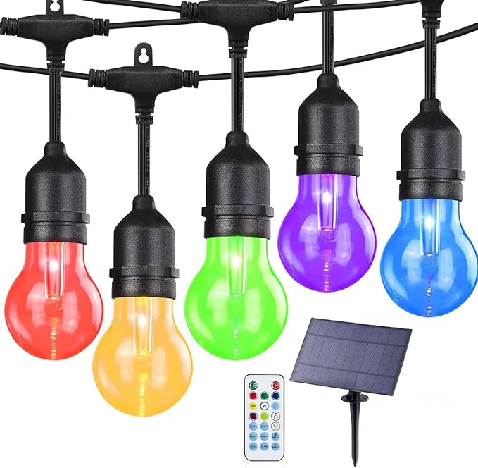 Auroraworld 35FT Solar RGB Outdoor String Lights, Dimmable Waterproof LED Patio by Auroraworld