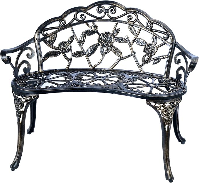 Patio Balcony Bench Double Seat, Anti-Rust Cast Aluminum Patio Garden Bench by C%2FG+patio+casa