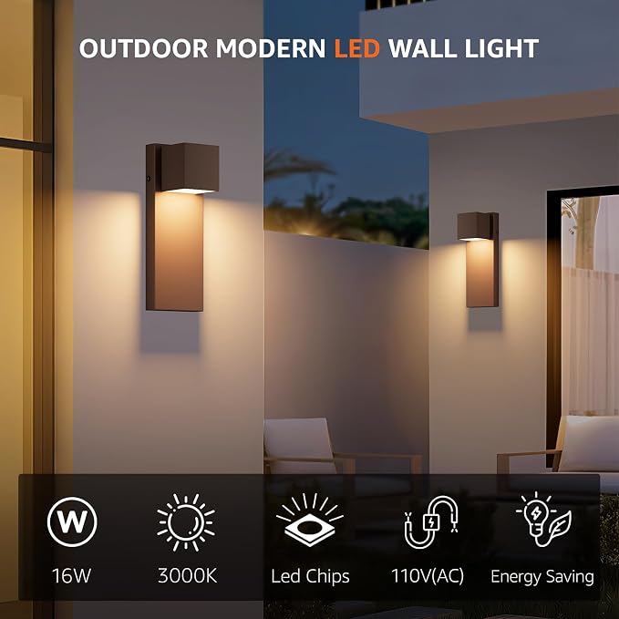 4 Pack 13" Modern Outdoor Led Wall Light, 16W 3000K 1200Lumen Porch & Patio - Image 8