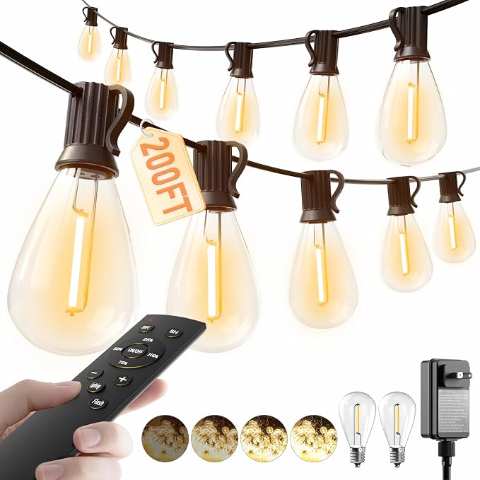 luckystyle 200FT LED Outdoor String Lights by luckystyle