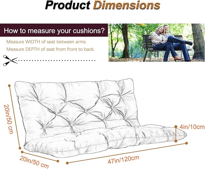 2-3 Seat Swing Replacement Cushion, Outdoor Bench Cushions - Image 6