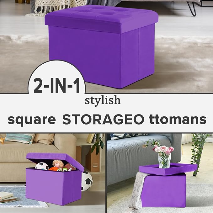 Storage Ottoman Folding Foot Stool Velvet Foot Rest - Image 7