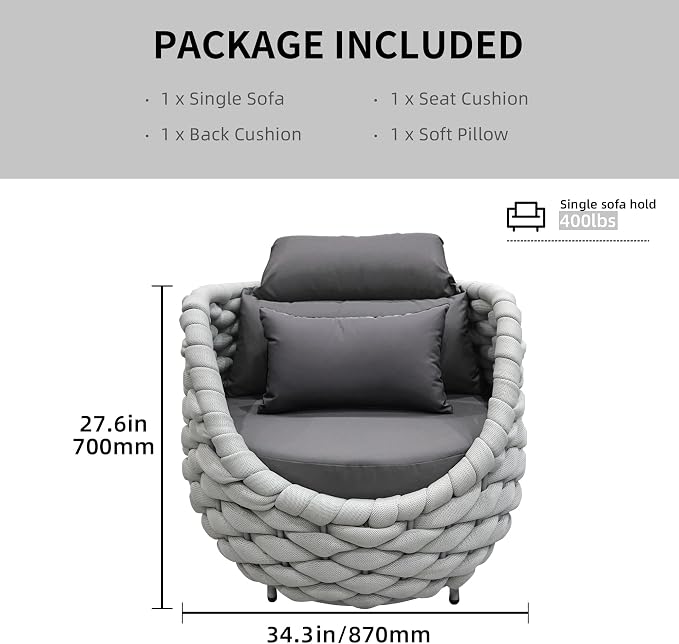 TWT Aluminium Patio Sofa Chair - Image 2