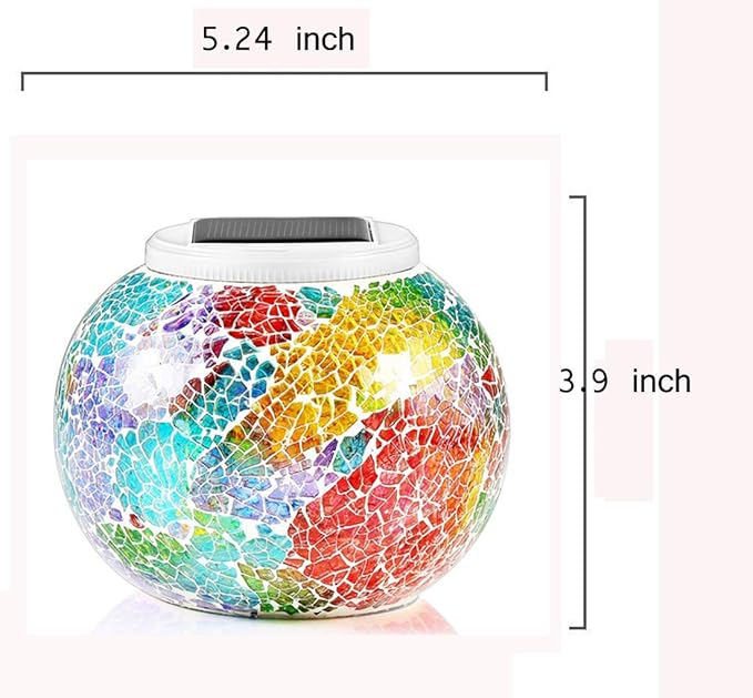 Color Changing Solar Powered Glass Mosaic Ball Led Garden Lights, Rechargeable - Image 6
