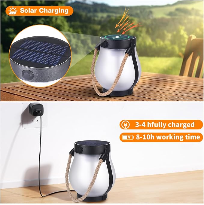 2 Pack Solar Flame Lantern Lights — Flickering Flame Hanging Lanterns Outdoor - Image 3