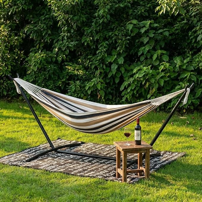 GAOMON Double Hammock with Stand, 450 lb Capacity, Adjustable Portable Hammock by GAOMON