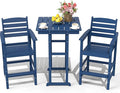 3-Piece Adirondack Bar Table and Chair Set, HDPE All-Weather Bar Height Chairs by NAVINE