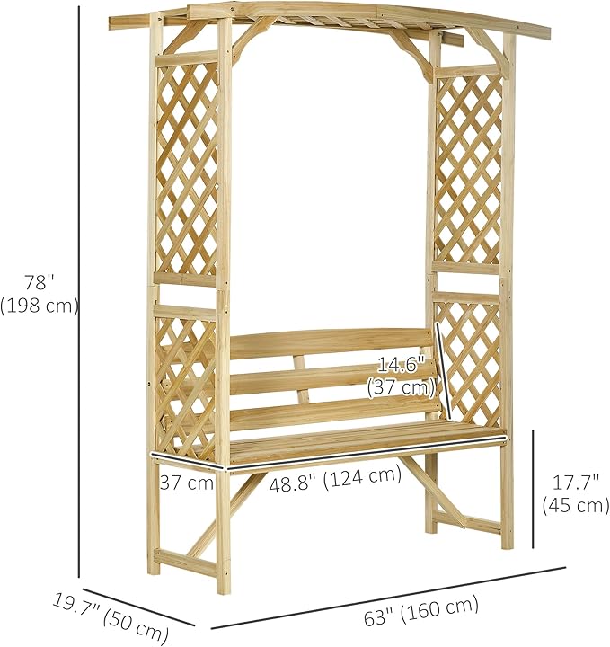 Outsunny Patio Garden Bench Arbor Arch - Image 3