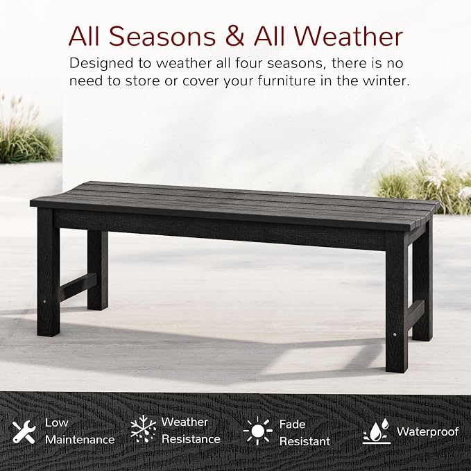 Stoog Outdoor Bench, 2-Person Outdoor Poly Lumber Backless Bench, Weatherproof - Image 4