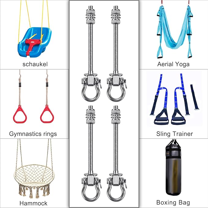 SELEWARE Heavy Duty Bearing Swing Hangers, 4 Pack Stainless Steel Swing Hooks - Image 7