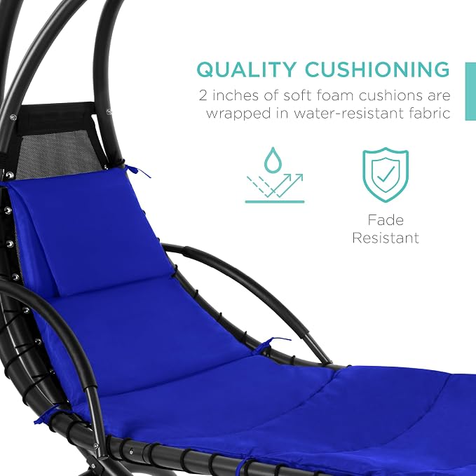 Best Choice Products Outdoor Hanging Curved Steel Chaise Lounge Chair Swing - Image 5