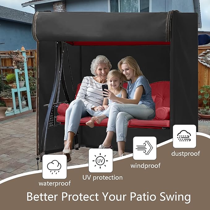 FLYMEI Outdoor Swing Cover 3 Triple Seater Hammock Cover - Image 2