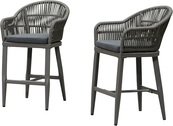 PURPLE LEAF Outdoor Counter Height Bar Stools Set of 2 Patio Metal Modern - Image 9