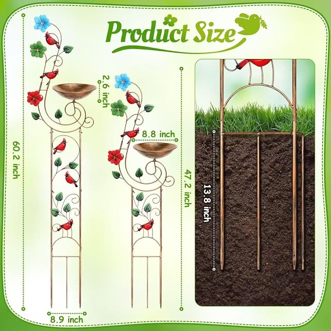 Bird Baths with Trellis for Climbing Plants Outdoor, Small Garden Plant Trellis - Image 6