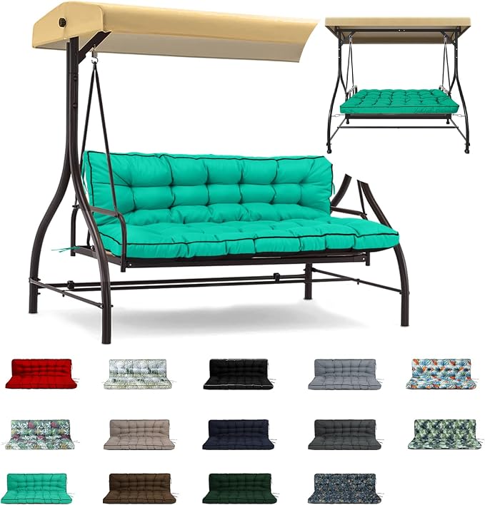 Waterproof Porch Swing Cushion Replacement, Thick 4" 2–3 Seat Outdoor Swing by RUFXIEZW
