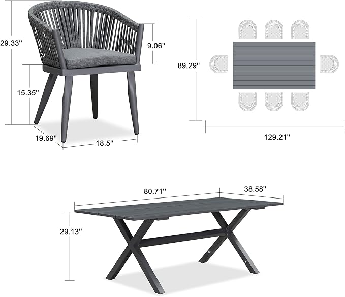 PURPLE LEAF 9 Pieces Outdoor Dining Set - Image 7
