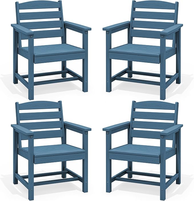 SERWALL Outdoor Dining Chairs Set of 4, All-Weather HDPE Patio Chair by SERWALL